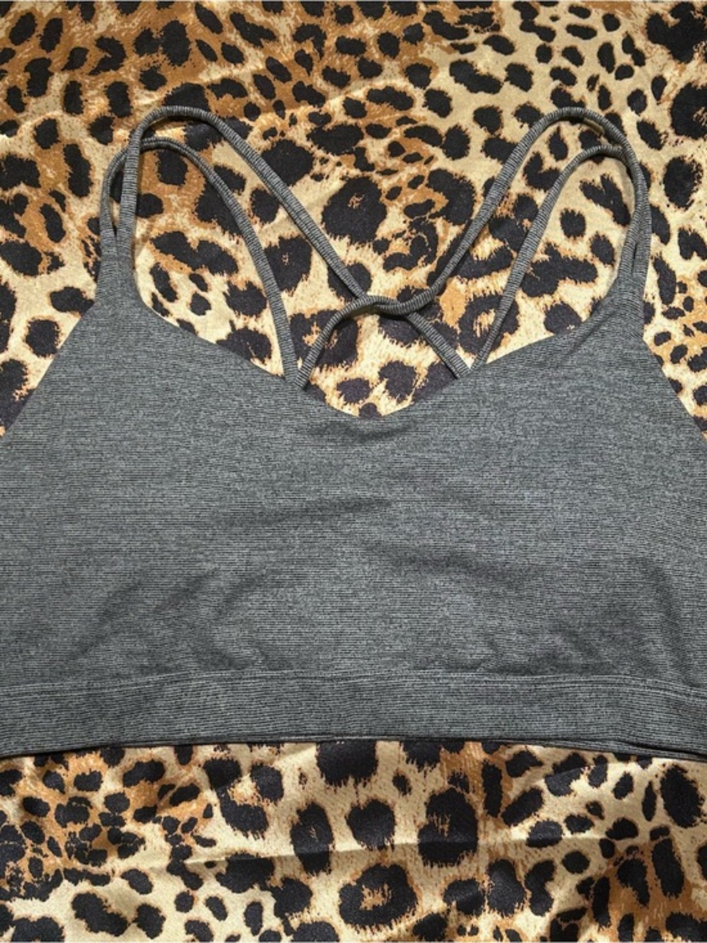 Old Navy Active Go-Dry Heather Grey Strappy Back Sports Bra